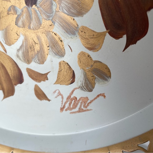 Vintage NashCo Toleware Tin Decorative Plate Serving Tray Wall Decor - Picture 6 of 10